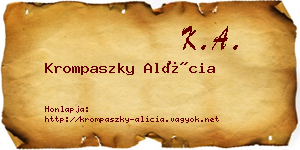 Krompaszky Alícia névjegykártya